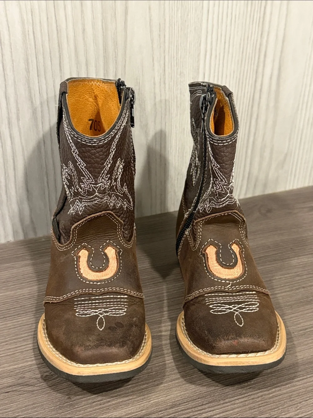 Solis Calzado Kids Brown Western Zip-On Boots